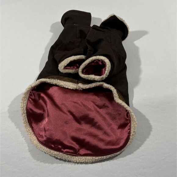 Woolrich Pet Dog Vest Jacket Coat Brown Outdoor Faux Sherpa Fleece Poly Sz M - Picture 3 of 8
